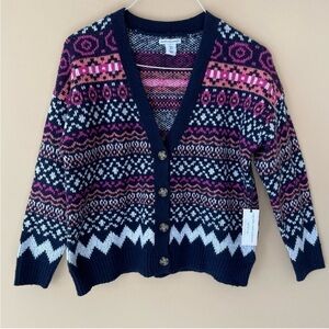 Cupcakes & Cashmere Fair Isle Soft & Cozy Cardigan NWT